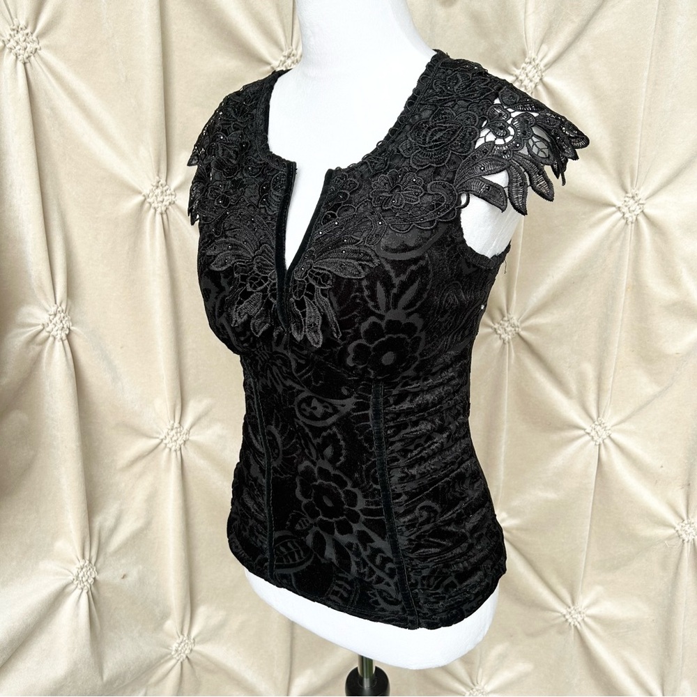XOXO Ruched Velvet Burnout Top